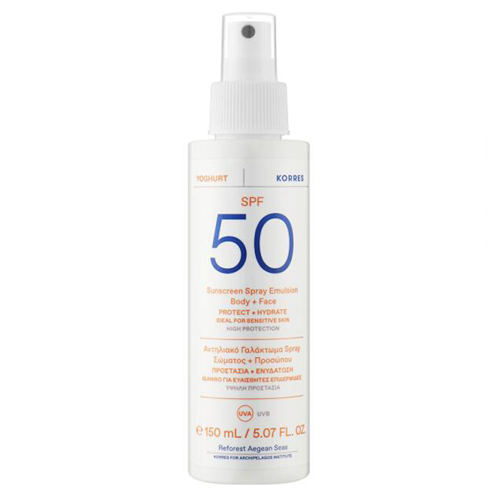 KORRES Yoghurt Sunscreen Spray Emulsion Face & Body SPF50 Emulsie-spray de protecție solară