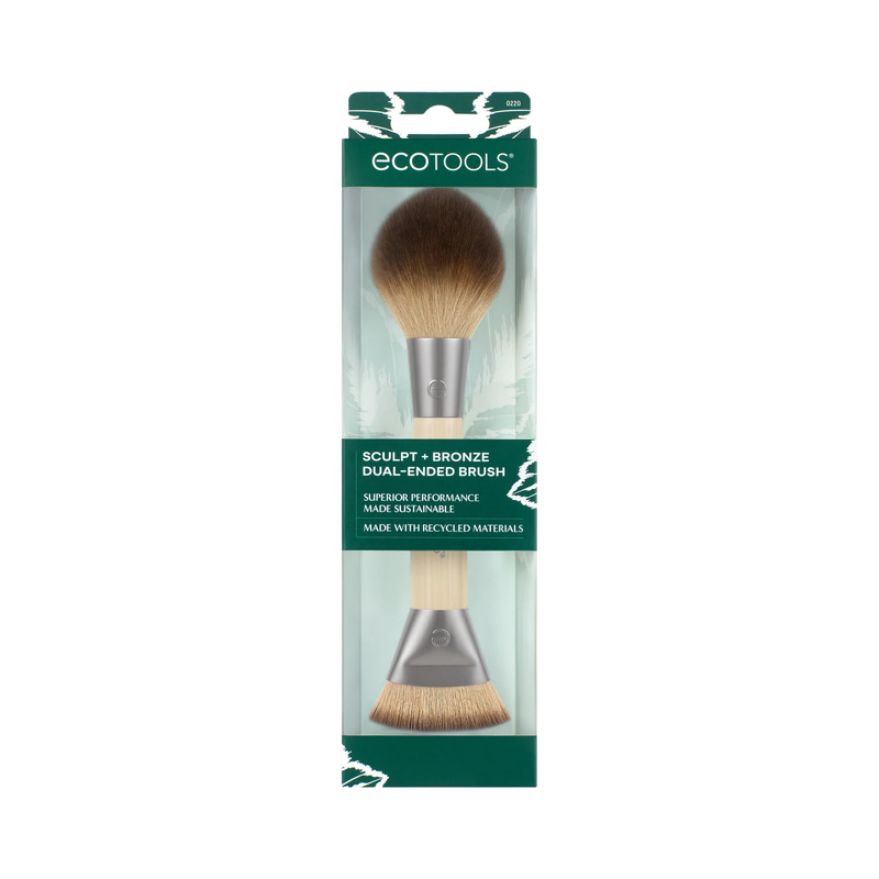 EcoTools Sculpt + Bronze Dual-Ended Makeup Brush Pensulă duală pentru contur și bronz