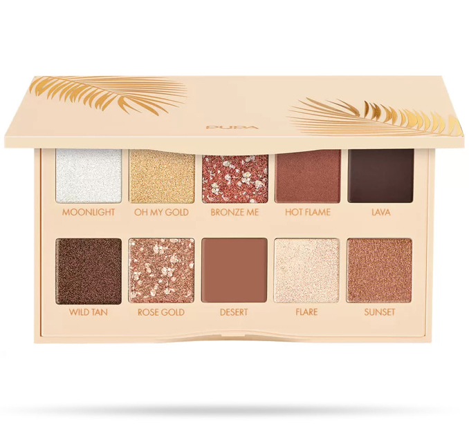 PUPA Shine Bright Eye Palette Paleta de farduri de ochi cu efect metalic