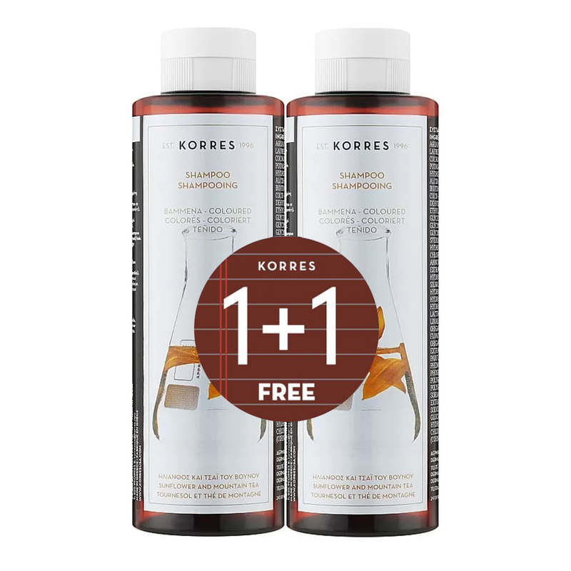 KORRES SET Shampoo Sunflower & Mountain Tea (1+1) Sampon pentru par vopsit
