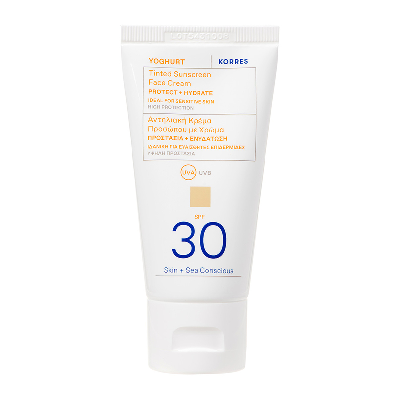 KORRES Yoghurt Tinted Sunscreen Face Cream SPF30 Cremă tonifiantă cu protecție solară pentru față
