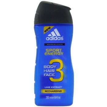 Gel de dus Аdidas 3 in 1 pentru corp, par si fata Sport Energy.
