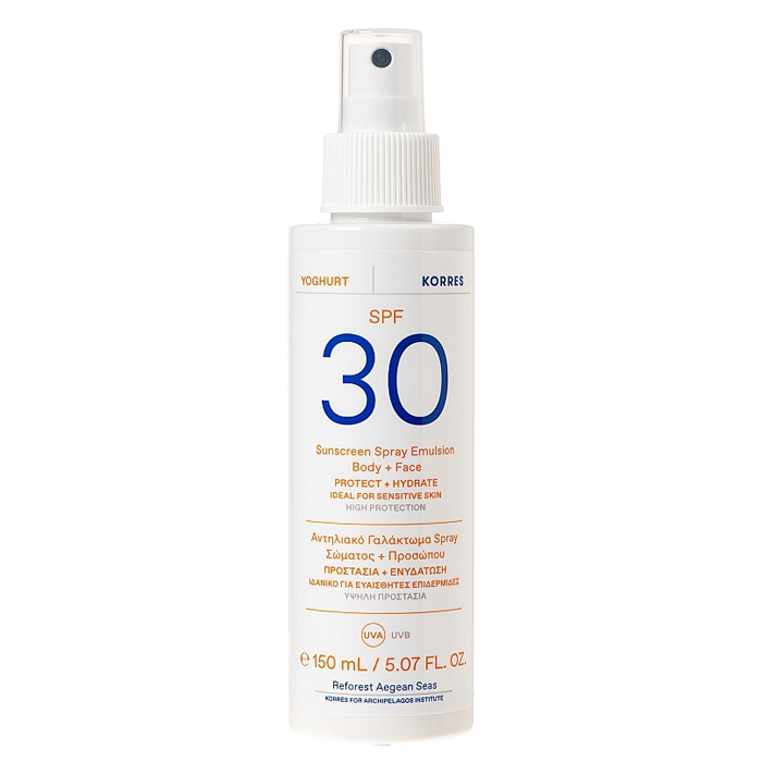 KORRES Yoghurt Sunscreen Spray Emulsion Face & Body SPF30 Spray de protecție solară