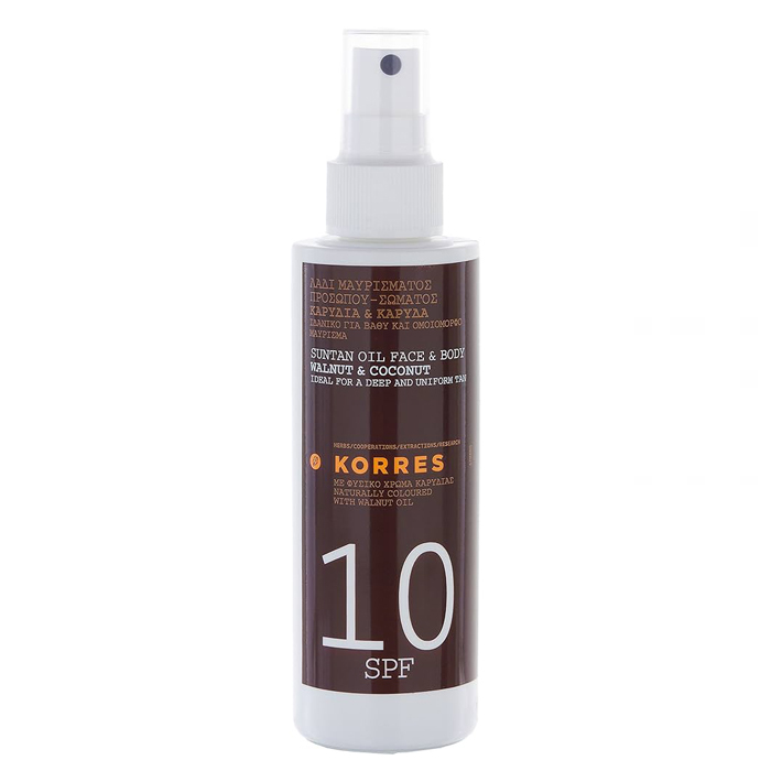 KORRES Walnut+Coconut Sunscreen Oil SPF10 Ulei de protecție solară pentru față și corp SPF10