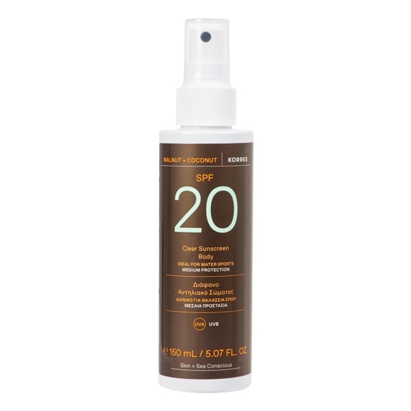 KORRES Walnut+Coconut Sunscreen Oil SPF20 Солнцезащитное масло для лица и тела