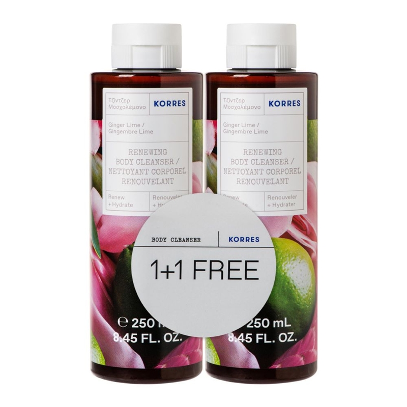 KORRES SET Ginger Lime Body Cleanser (1+1) Gel de duș regenerant "Ginger&Lime"