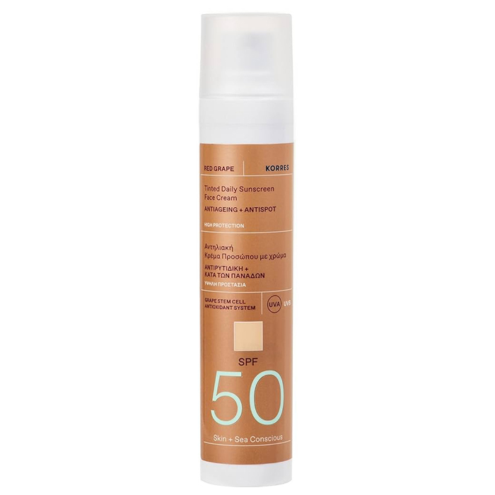 KORRES Red Grape Facial Sunscreen Tinted SPF50 Cremă de protecție solară pentru față cu color SPF50
