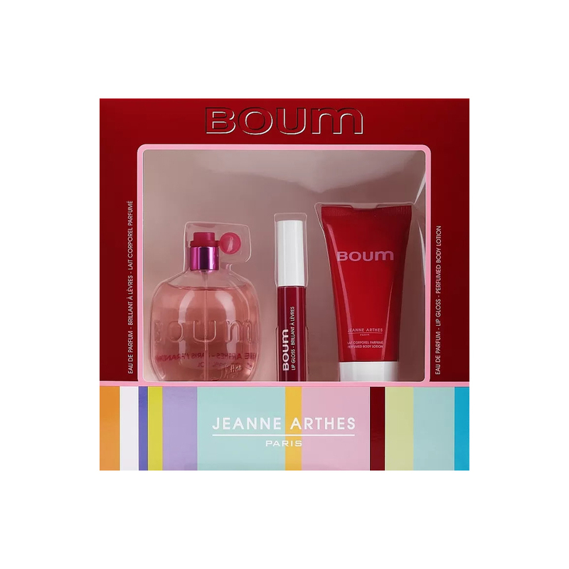 JEANNE ARTHES Boum Set cadou pentru femei (EDP100ml + Body lotion 50ml + Lip gloss 8ml)