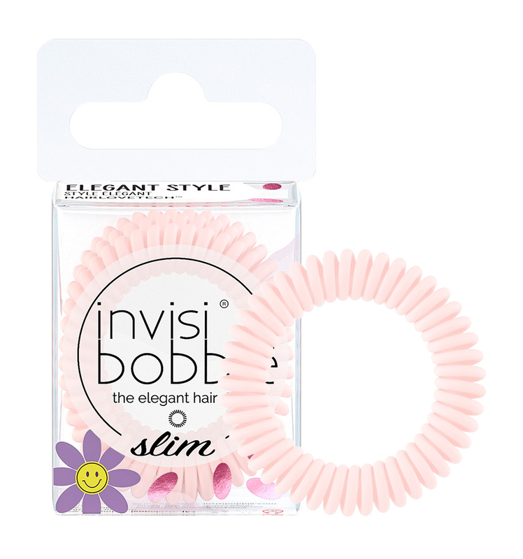 Elastic de păr Invisibobble Slim Retro Dreamin‘ Cuter than you Pink