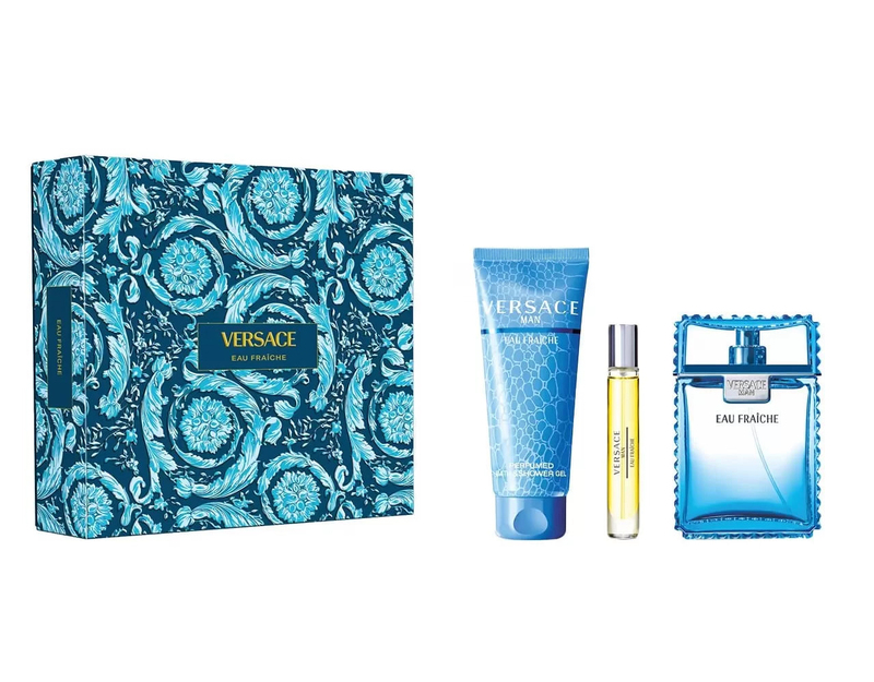 Versace Man Eau Fraiche Gift Coffret (EDT 100ml+ Shower Gel 150ml+ EDT Travel Spray 10 ml)
