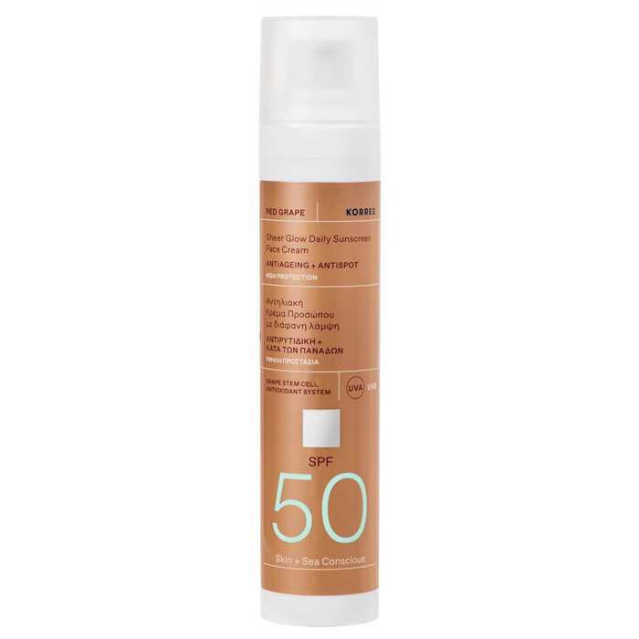 KORRES Red Grape Face Illuminating Sunscreen SPF50 Cremă de protecție solară pentru față SPF50